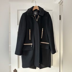 Vince Camuto Black Pea Coat with detachable hood